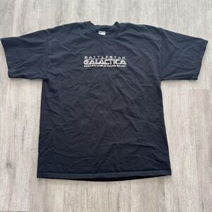 Vintage Battlestar Galactica Trading card Game Shirt Mens XL Black CCG Demo Tour